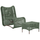 1 Poltrona E Mesa Texas Em Alumínio Pintura Marrom Corda Náut