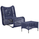 1 Poltrona E Mesa Texas Em Alumínio Pintura Preta Corda Náuti