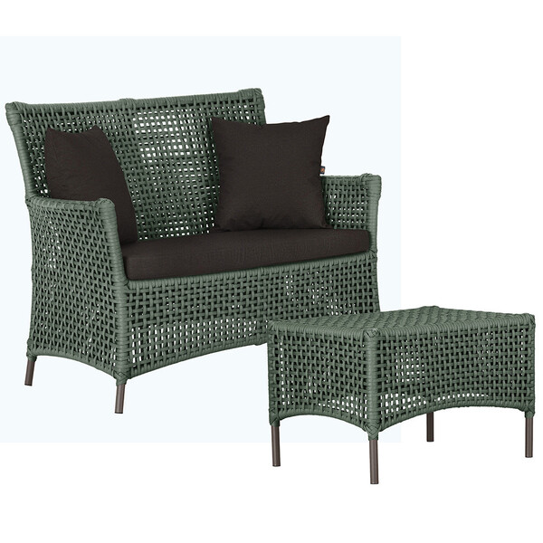 1 Sofá Área E Mesa Igapó Alumínio Pintura Marrom Corda Náutic