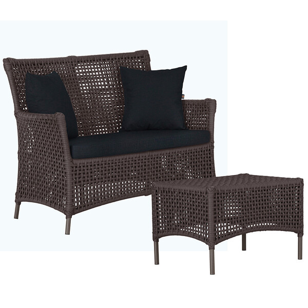 1 Sofá Área E Mesa Igapó Alumínio Pintura Marrom Corda Náutic