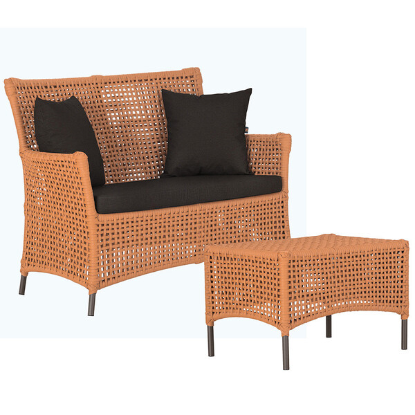 1 Sofá Área E Mesa Igapó Alumínio Pintura Marrom Corda Náutic