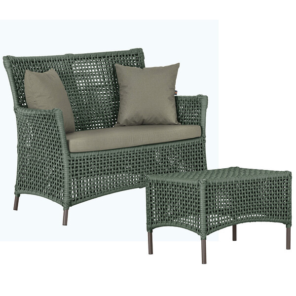 1 Sofá Área E Mesa Igapó Alumínio Pintura Marrom Corda Náutic