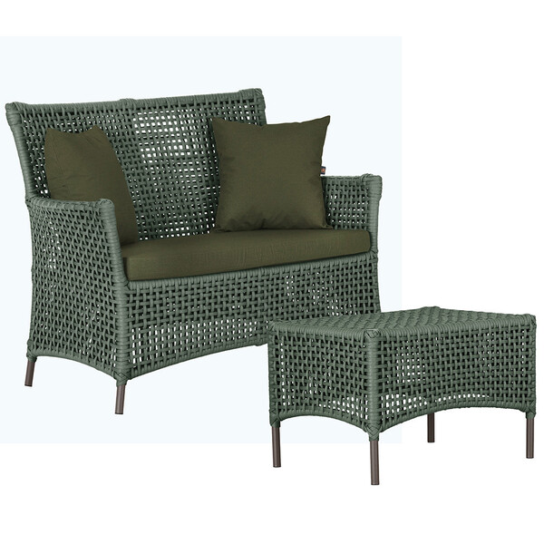 1 Sofá Área E Mesa Igapó Alumínio Pintura Marrom Corda Náutic