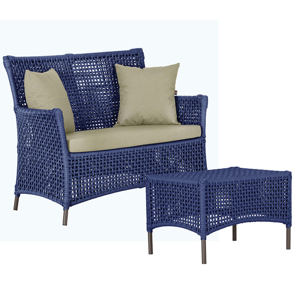 1 Sofá Área E Mesa Igapó Alumínio Pintura Marrom Corda Náutic