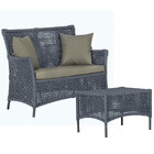 1 Sofá Área E Mesa Igapó Alumínio Pintura Preta Corda Náutica