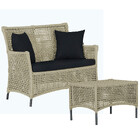 1 Sofá Área E Mesa Igapó Alumínio Pintura Preta Corda Náutica