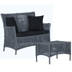 1 Sofá Área E Mesa Igapó Alumínio Pintura Preta Corda Náutica