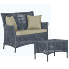 1 Sofá Área E Mesa Igapó Alumínio Pintura Preta Corda Náutica