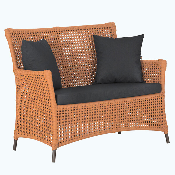 1 Sofá Área Externa Igapó Alumínio Pintura Marrom Corda Náuti