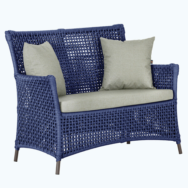 1 Sofá Área Externa Igapó Alumínio Pintura Marrom Corda Náuti