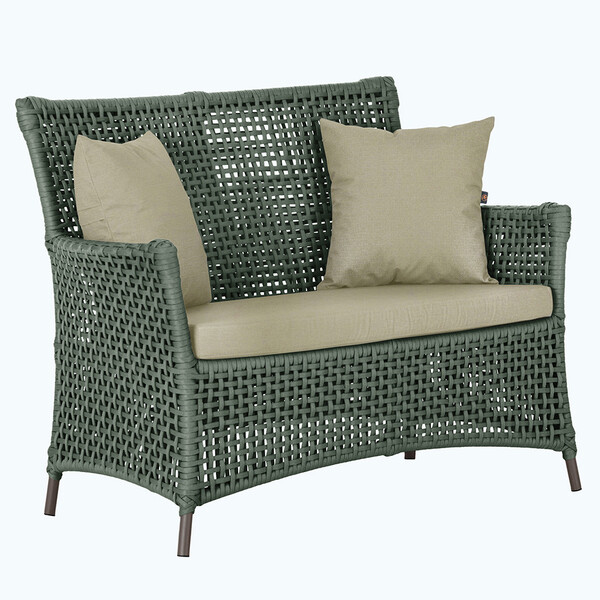 1 Sofá Área Externa Igapó Alumínio Pintura Marrom Corda Náuti