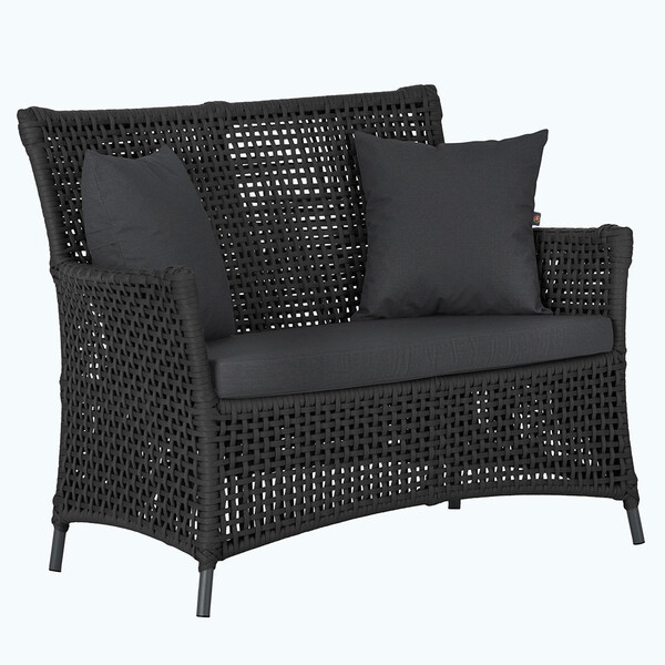 1 Sofá Área Externa Igapó Alumínio Pintura Preta Corda Náutic