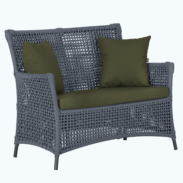 1 Sofá Área Externa Igapó Alumínio Pintura Preta Corda Náutic