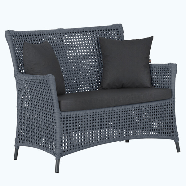 1 Sofá Área Externa Igapó Alumínio Pintura Preta Corda Náutic