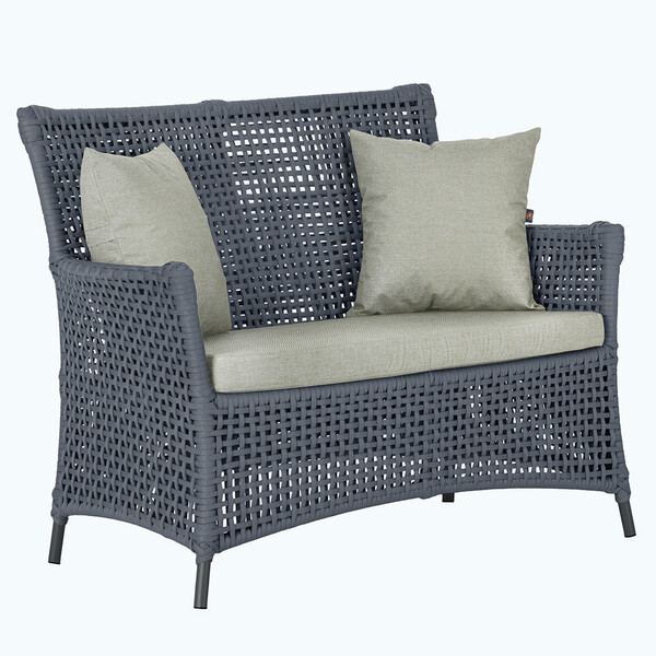 1 Sofá Área Externa Igapó Alumínio Pintura Preta Corda Náutic