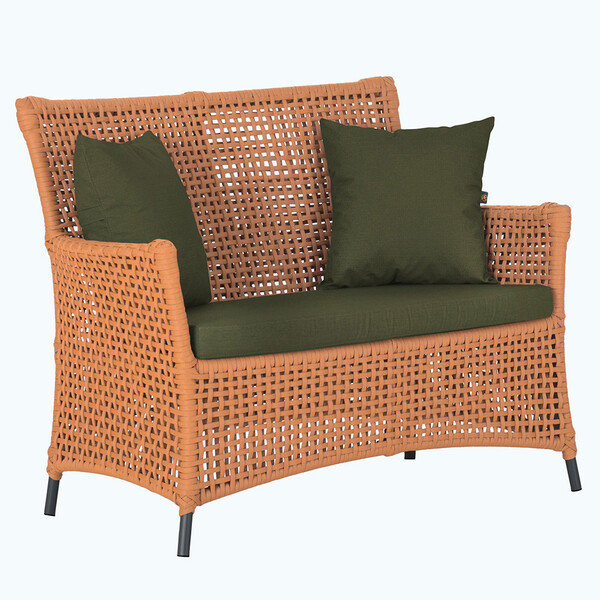 1 Sofá Área Externa Igapó Alumínio Pintura Preta Corda Náutic