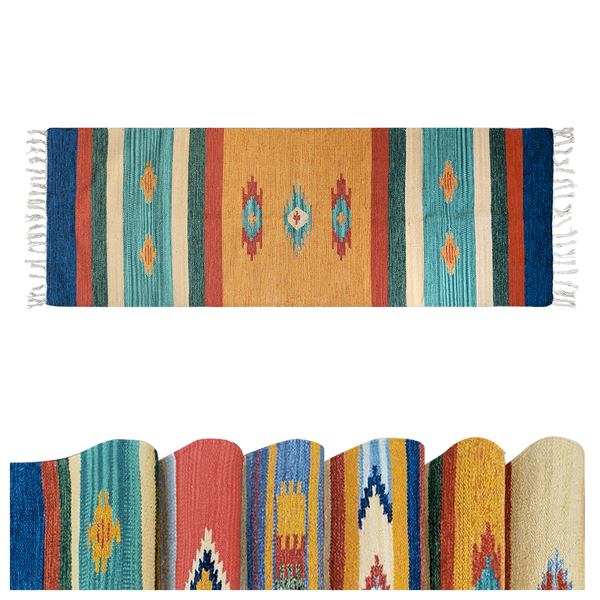 1 Tapete Passadeira Kilim Original India Algodão 60x180 Vr -