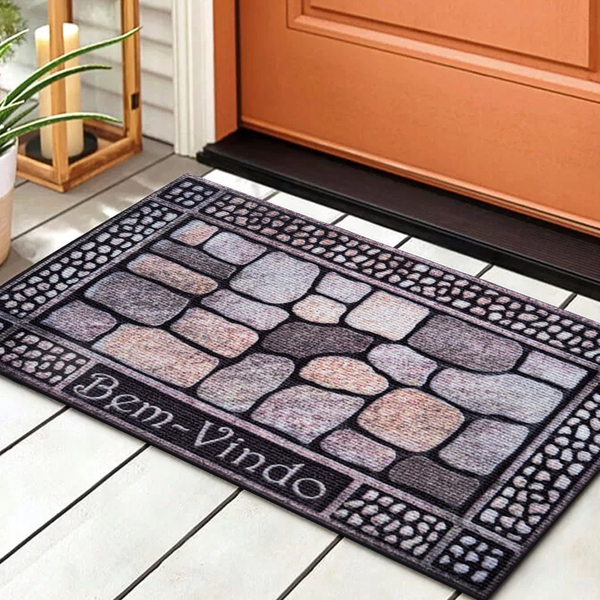 1 Tapete Porta Capacho Antiderrapante Estampado M02 40x60