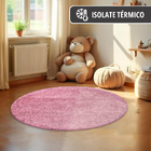 1 Tapete Quarto Infantil Peludo Redondo 1,00m Oa Cl Vr - Rosa