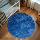 1 Tapete Quarto Infantil Peludo Redondo 1,50m Oa Cl Vr - Azul