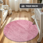 1 Tapete Quarto Infantil Peludo Redondo 1,50m Oa Cl Vr - Rosa