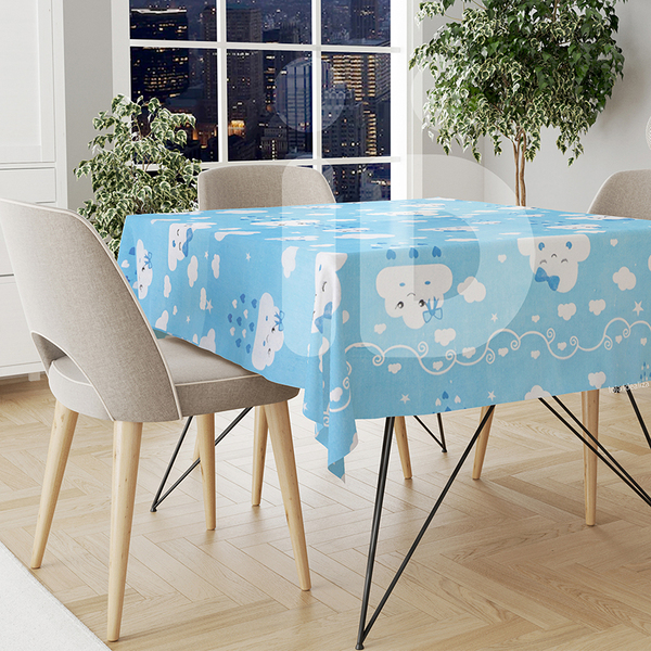 1 Toalha Mesa Festa Tnt Nuvem Céu Az Chuva Coração Redonda