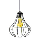 1x Pendente Aramado Metal Vazado Garrafa PRETO  + Lâmpada Fil