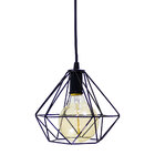 1x Pendente Diamante Aramado Preto + Lâmpada Filamento LED G9