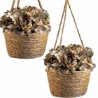 20 Buquês De Mini Hortênsias Artificiais Flor Marrom Com Apar