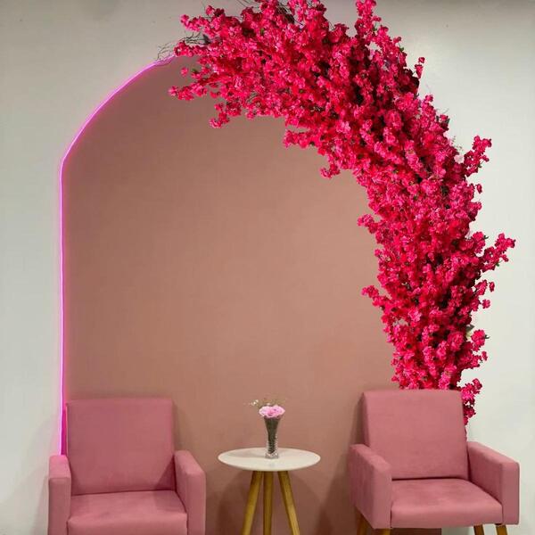 20 Flores Em Haste De Cerejeira Pink Artificial Permanente 60