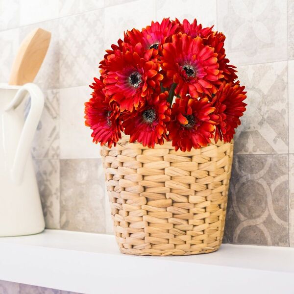 20 Gerberas Laranja Artificiais Aveludada De (55cm) Ideal Par