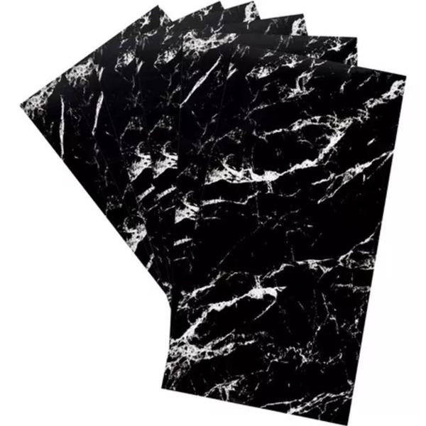 20 Placas Adesiva Parede Piso Painel Mármore Preto Vinílico P