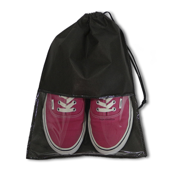 20 Sacos Para Sapatos / Porta Sapato Preto 36x28cm C/ Visor