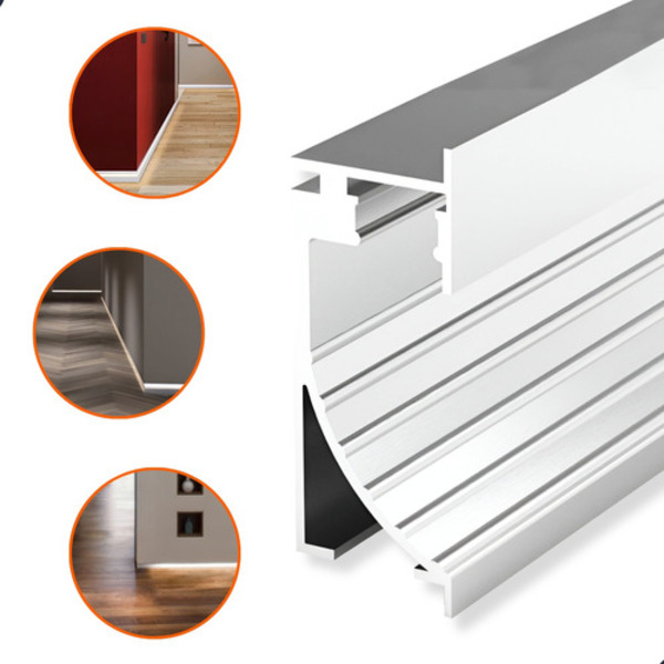 20m de Perfil Embutir para Rodapé em Alumínio 1m – Para Fita