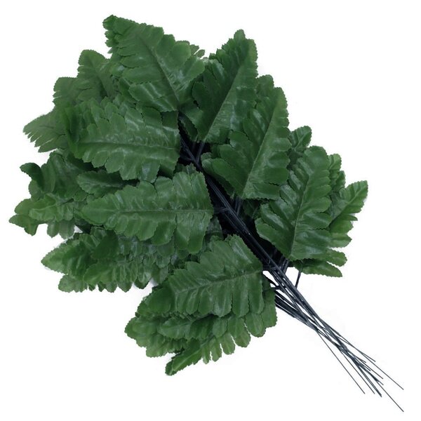 24 Galhos Samambaia Escura Folha Artificial Talo Verde 42cm