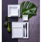 24 Pratos Quadrados Rasos Em Porcelana 16x16cm Brancos Restau