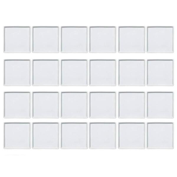 24 Pratos Quadrados Rasos Em Porcelana 16x16cm Brancos Restau