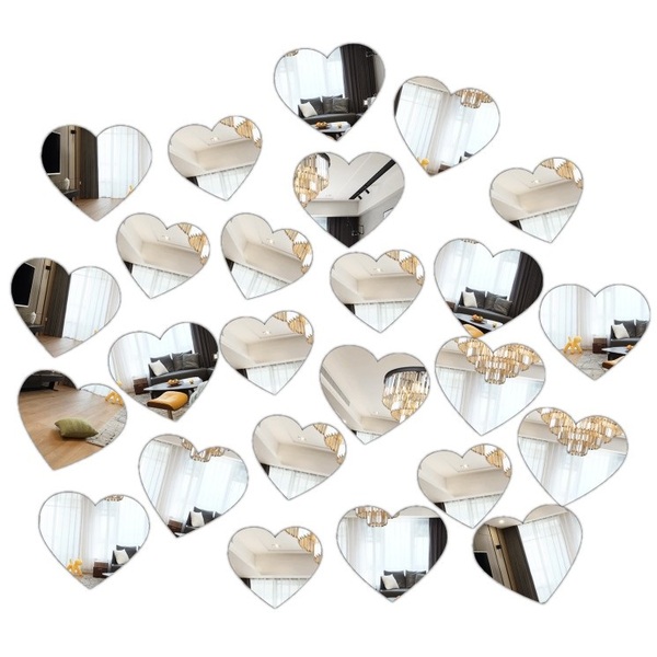25 Mini Corações Decorativos Acrílico Espelhado Sala Quarto
