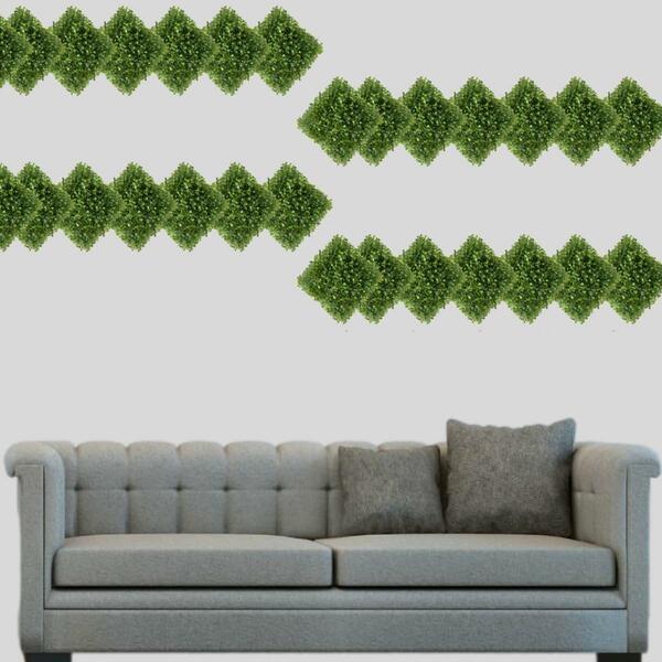 25 Placas De Buxinho Artificial 25x25cm - Decoração Permanent