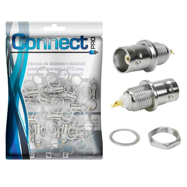 25x Conectores Bnc Fêmea Com Rosca Para Painel E Pci