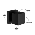 2 Acabamentos Registro Quadrado 3/4 Padrão Deca Metal Preto