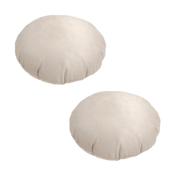 2 Almofadas Redondas Em Veludo Com Ziper Bege