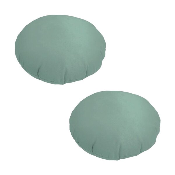 2 Almofadas Redondas Em Veludo Com Ziper Verde Menta