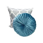 2 Almofadas Redondas Rendy Em Veludo 40 Cm Azul Turquesa
