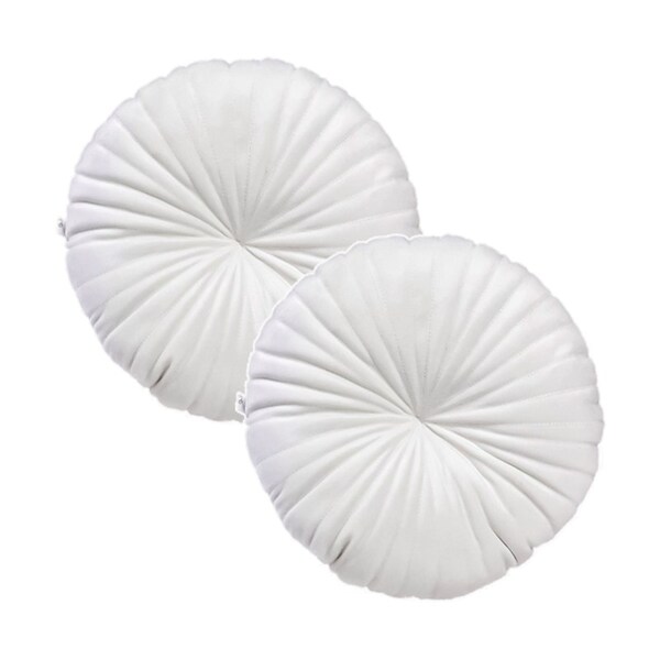 2 Almofadas Redondas Rendy Em Veludo 40 Cm Branco