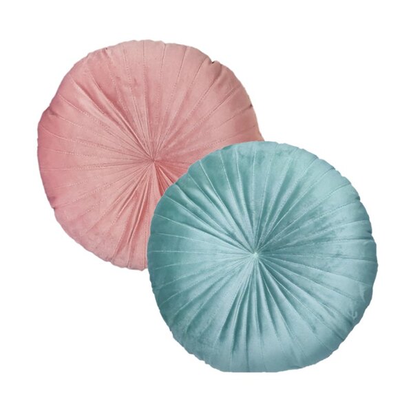 2 Almofadas Redondas Rendy Em Veludo 40 Cm Verde Menta E Rose