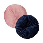 2 Almofadas Redondas Rendy Em Veludo Azul Marinho E Rose