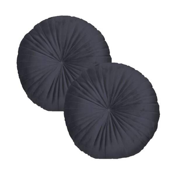 2 Almofadas Redondas Rendy Em Veludo Cinza Chumbo