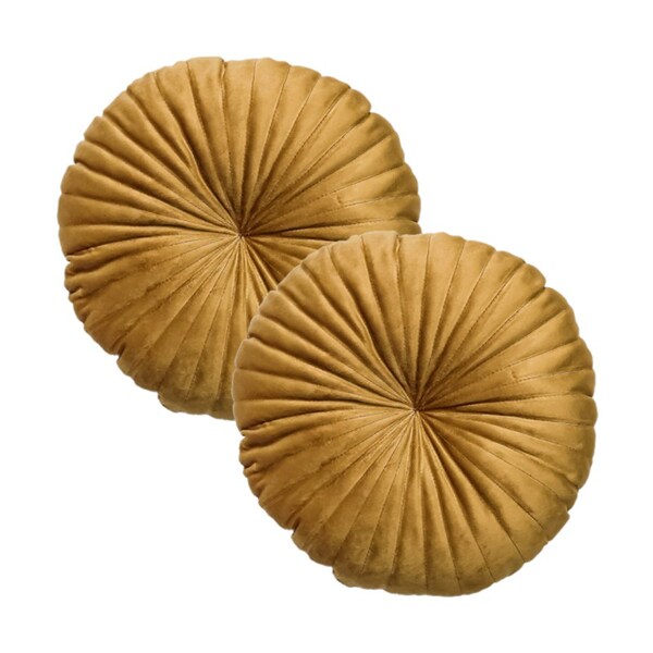 2 Almofadas Redondas Rendy Em Veludo Mostarda