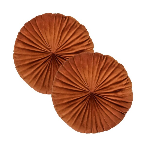 2 Almofadas Redondas Rendy Em Veludo Terracota